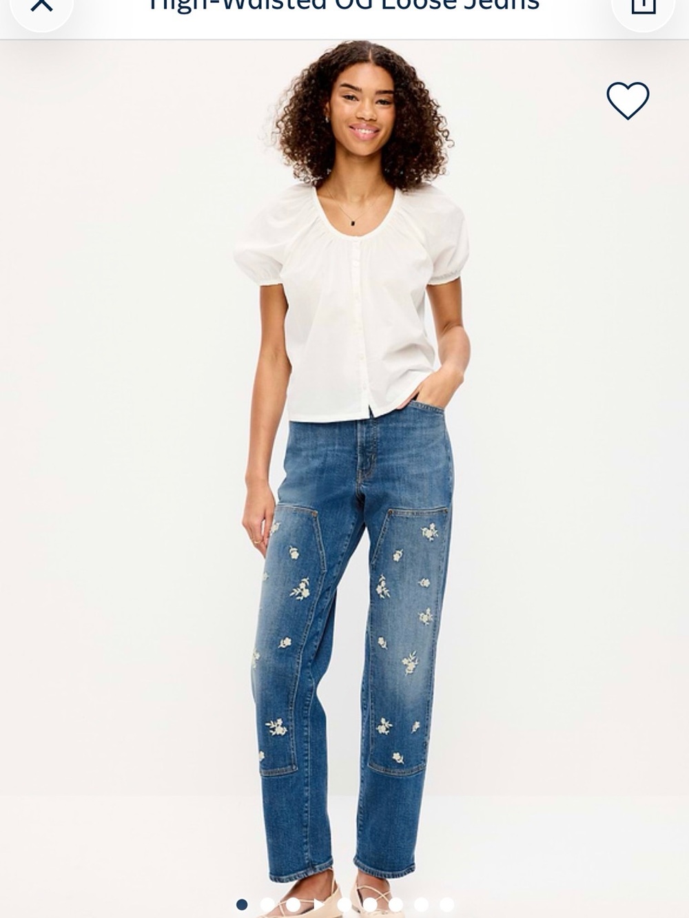 Old Navy High Rise OG Loose Jeans with Embroidered Flowers